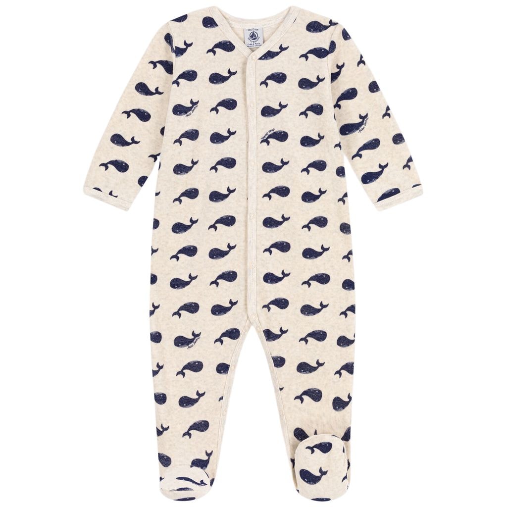 Printed Footed Baby Body Beige