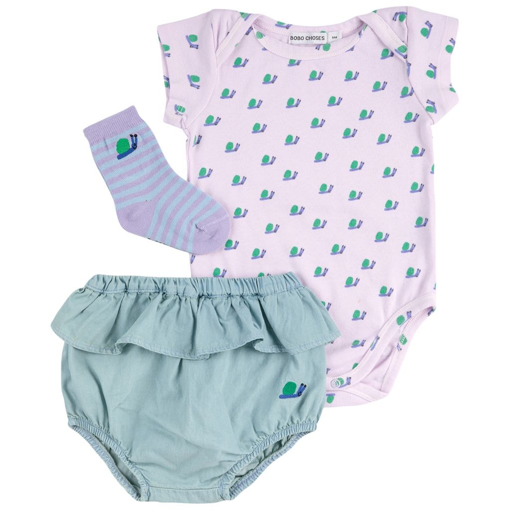 Funny Snail Baby Clothing Set Lavender