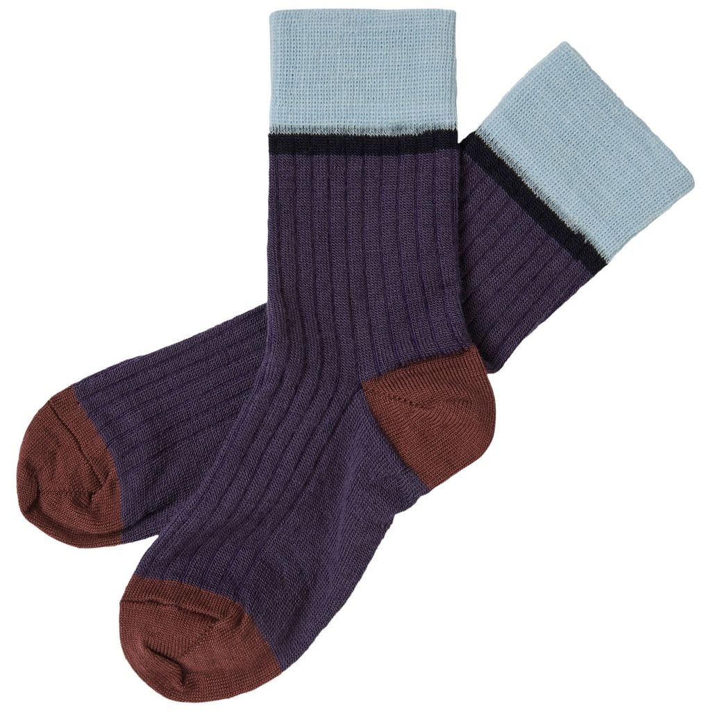 2-Pack Colour Block Socks Dusty Violet