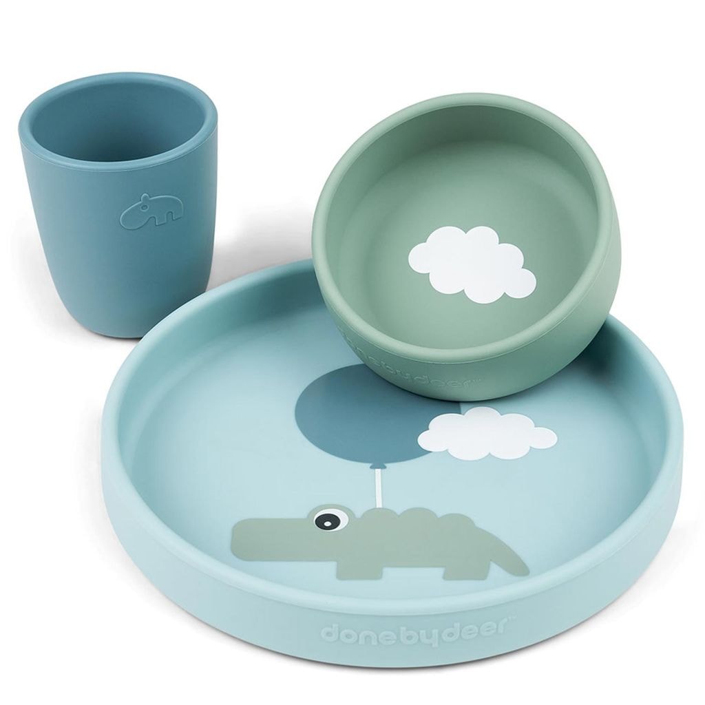 Silicone Dinner Set Happy Clouds Blue