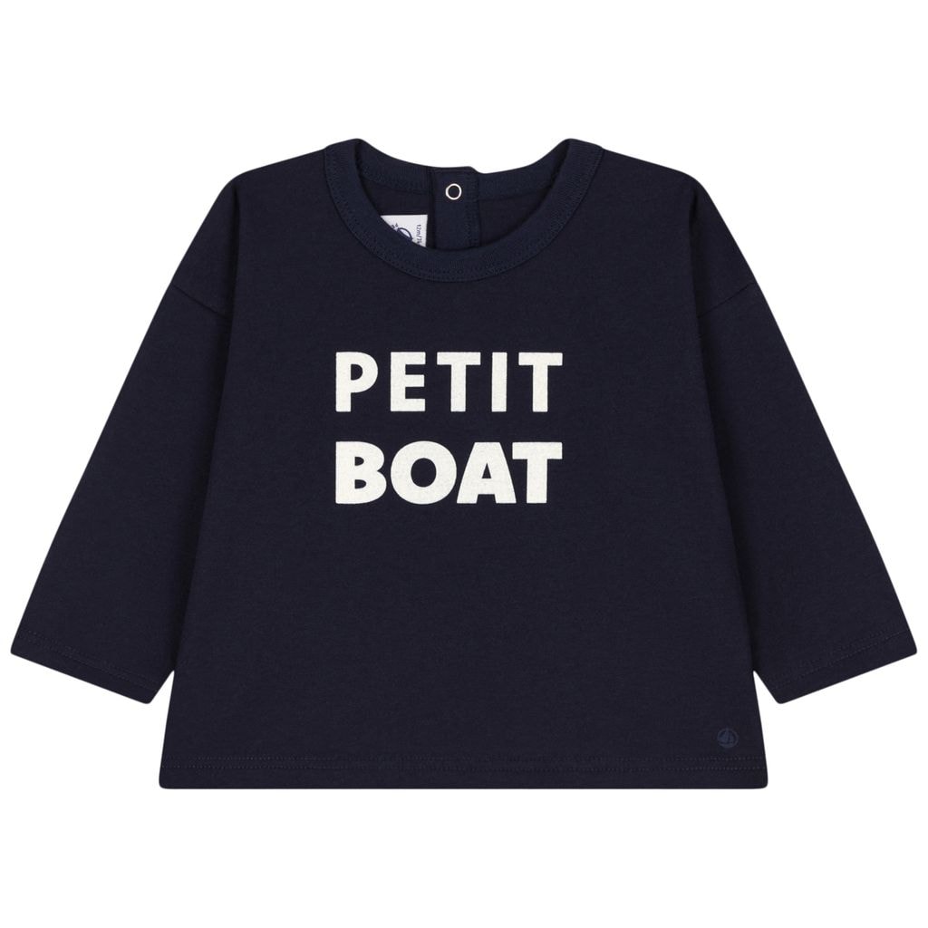Långärmad T-shirt Med Tryck Marinblå