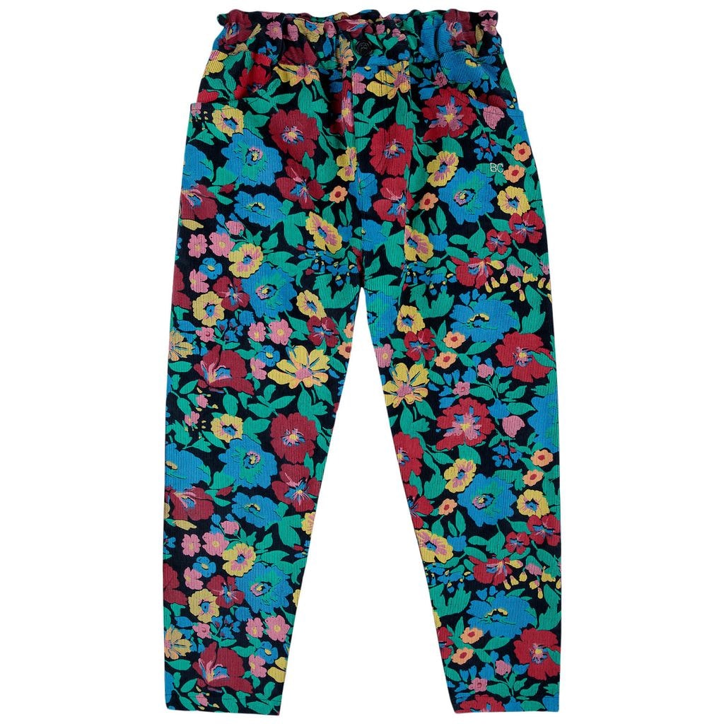 Floral Woven Paperbag Pants Midnight Blue