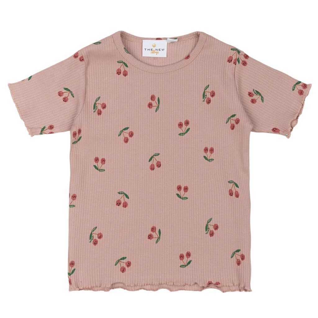 GOTS Oona Ribbed Tee Adobe Rose Aop
