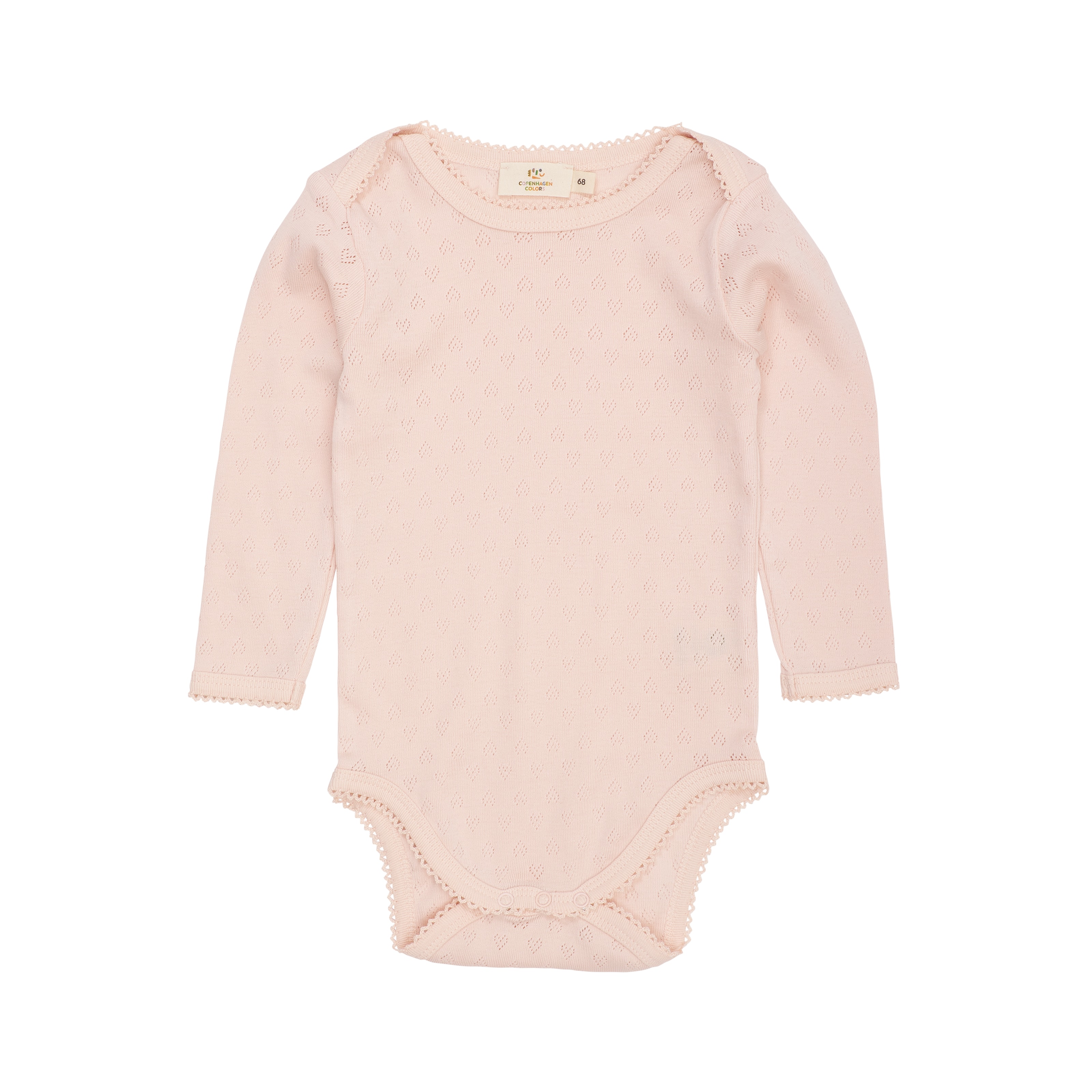 GOTS Pointelle Heart Lapneck Long Sleeves Body Dusty Rose