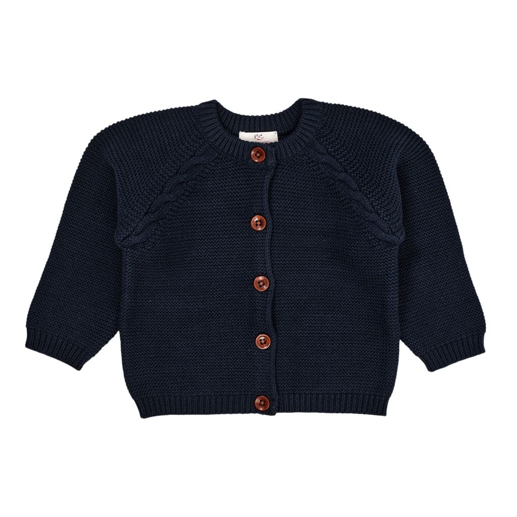 Classic Baby Cotton Cable Cardigan  Navy