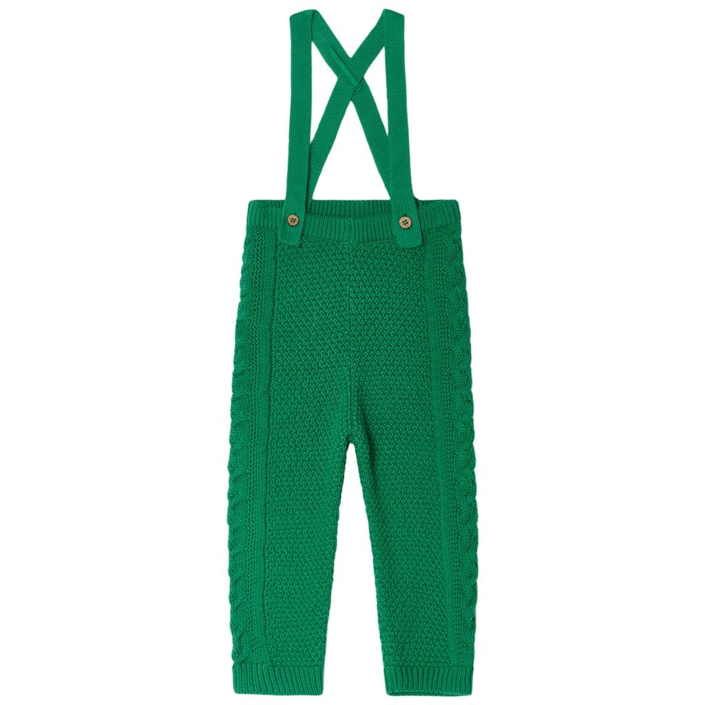 Cable Knitted Trousers With Suspenders Emerald Green