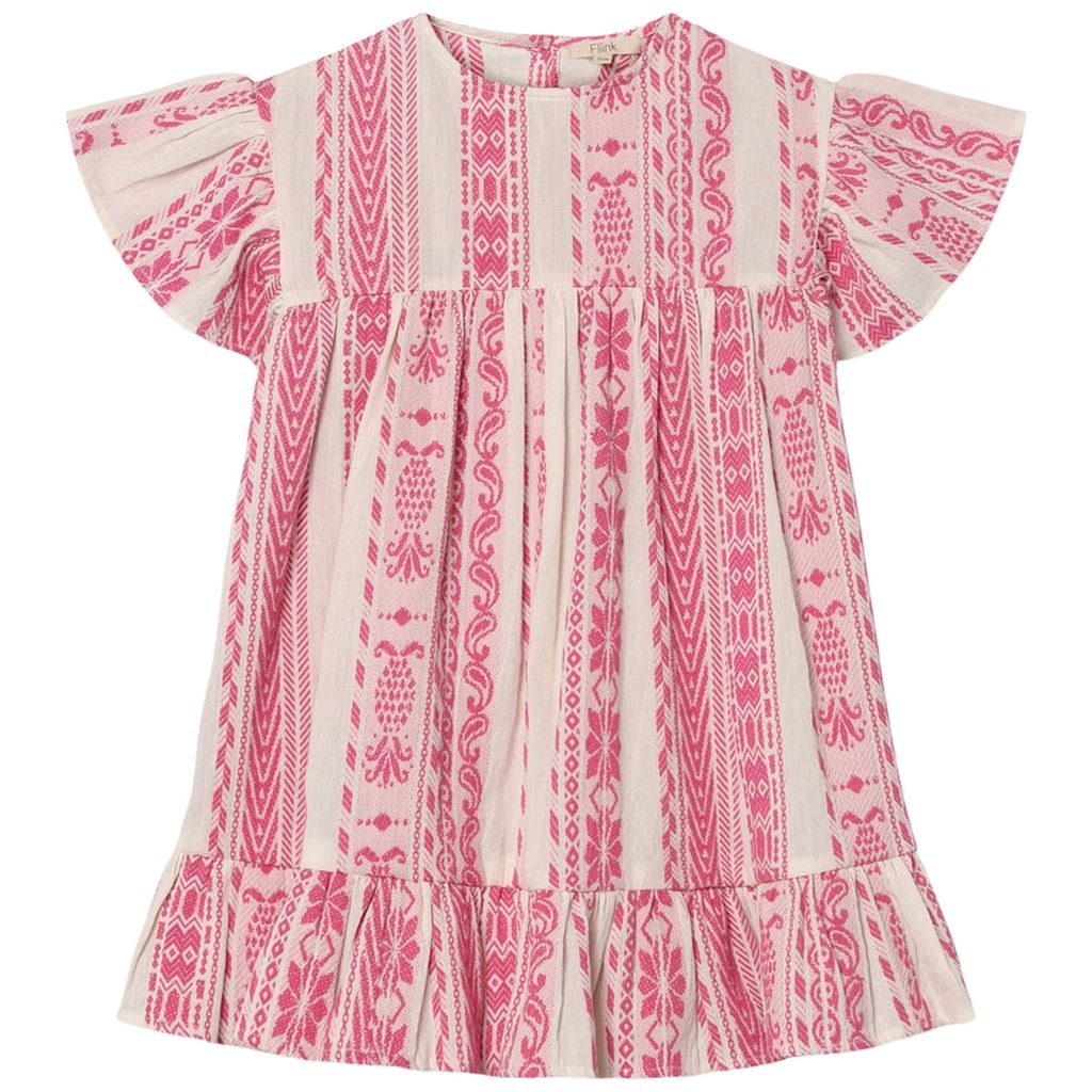 Addie Dress Cloud Dancer Pink Stripe