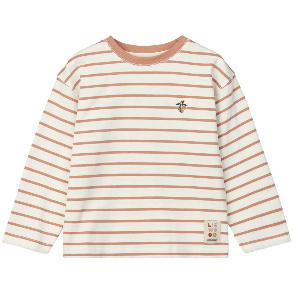 GOTS Tyler Pitkähihainen T-paita Stripe Tuscany Rose Creme De La Creme