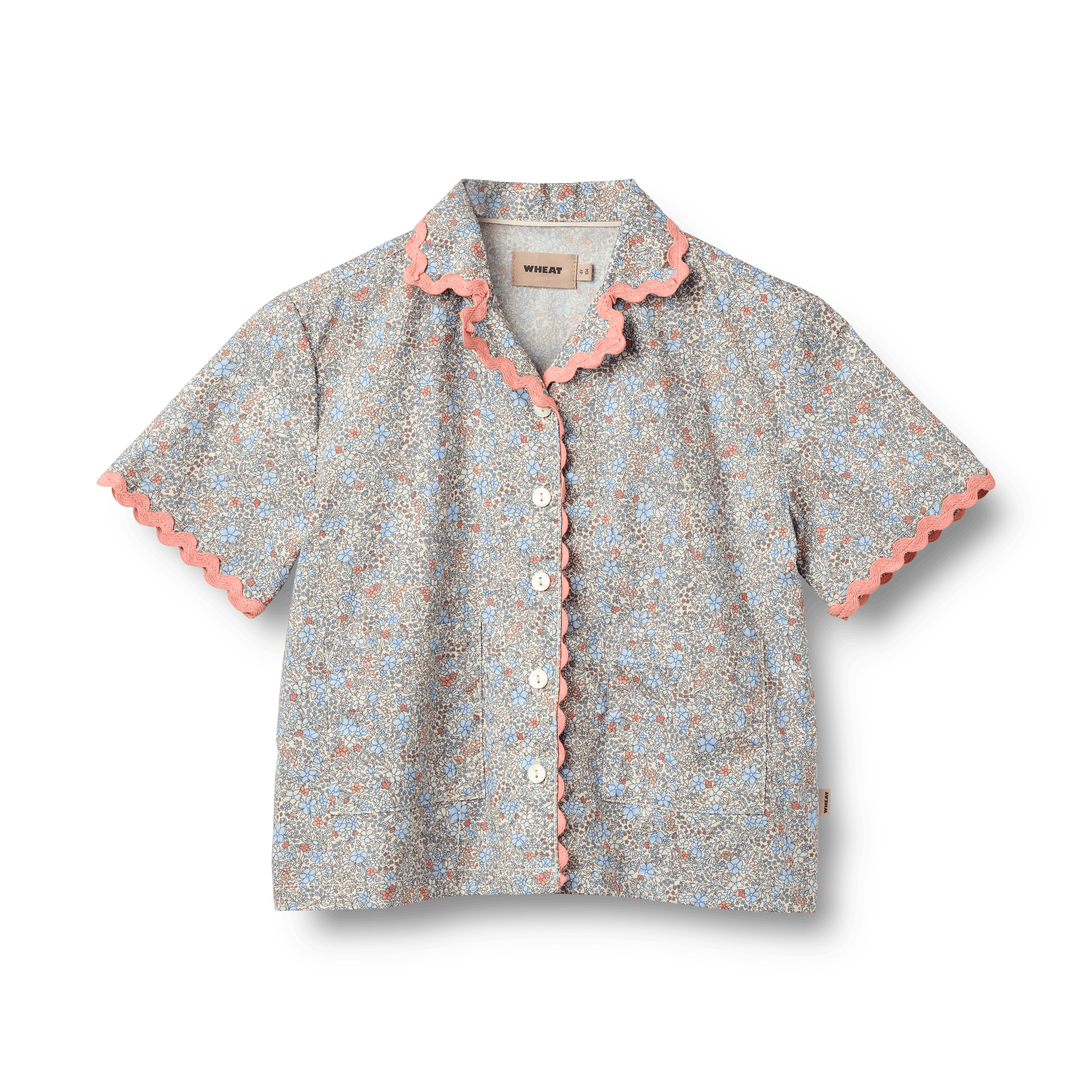 Shirt S/S Lace Vilma Air Blue Flowers