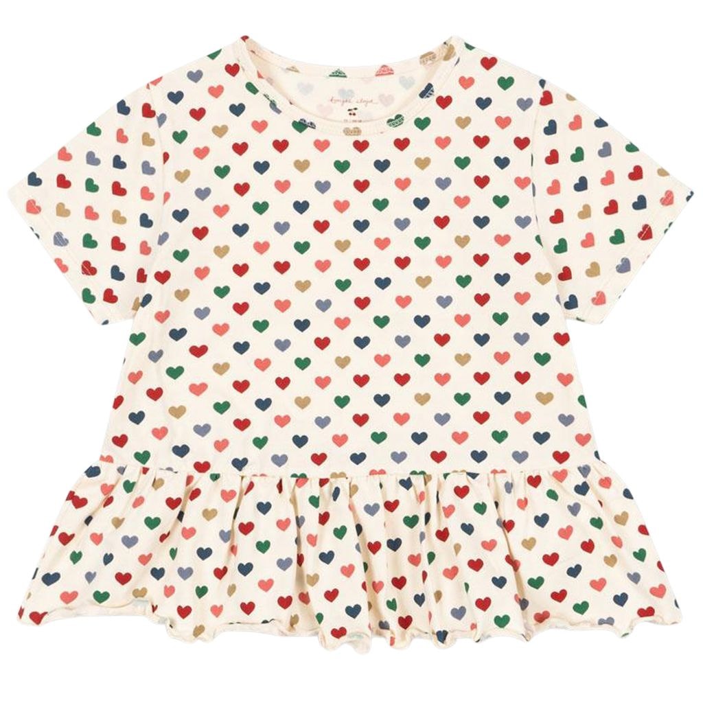 GOTS Basic T-shirt Med Volang Coeur Coloré