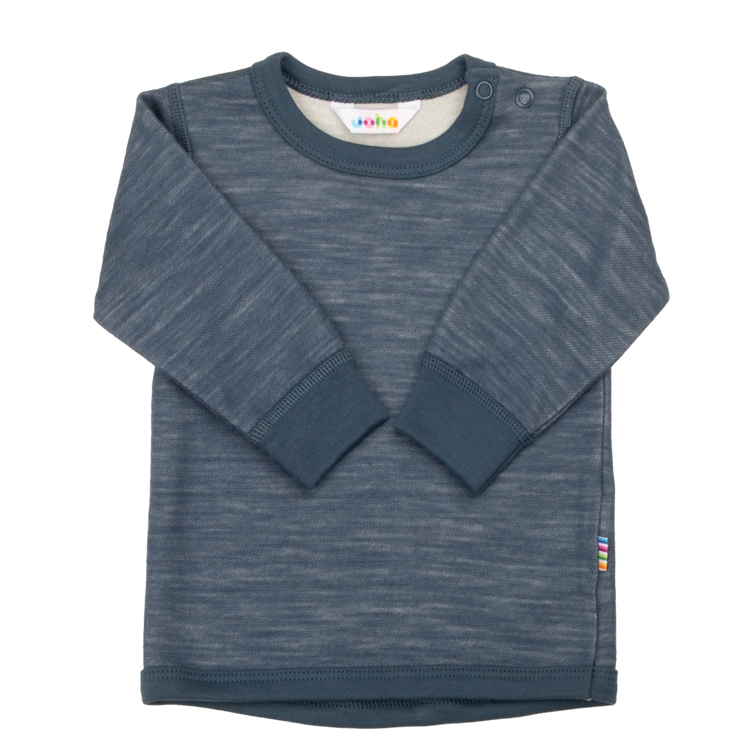 Long-Sleeved Wool Top Dark Denim