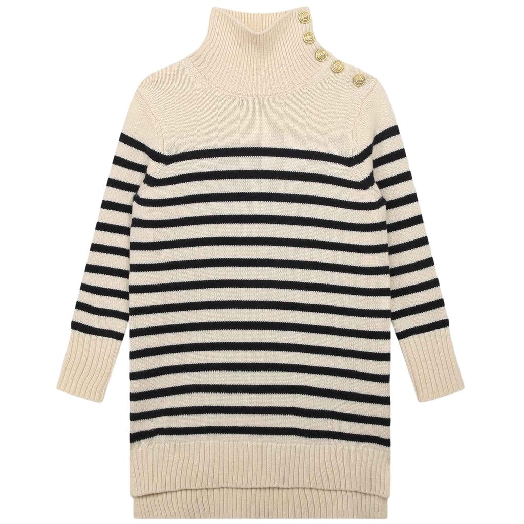 Striped Knitted Dress Cream