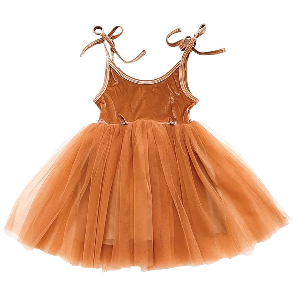 Velvet Cosmic Strings Tutu Dress in Caramel