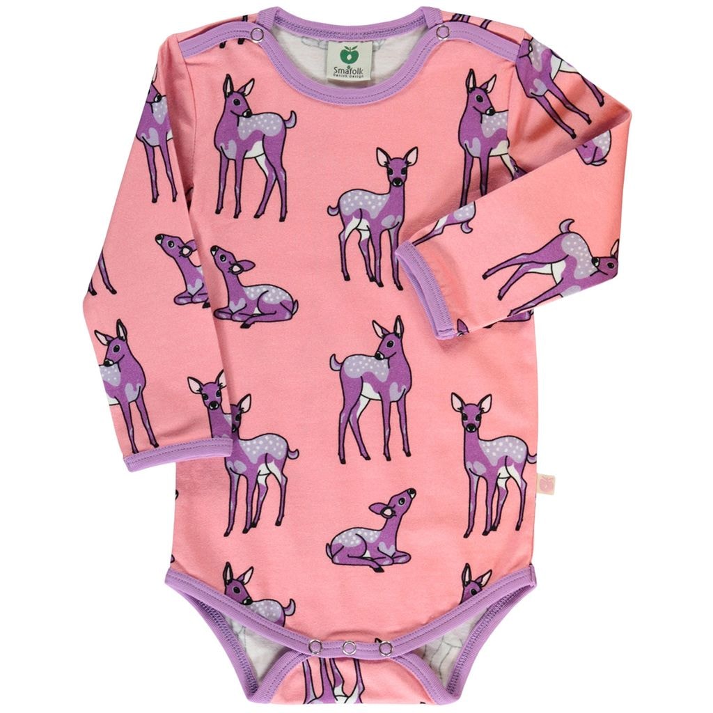 Long-sleeved baby body with deer  Bridal Rose