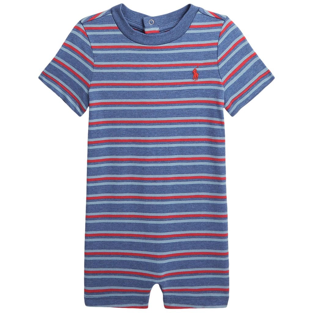 Striped Baby Romper Faded Royal Heather Multi