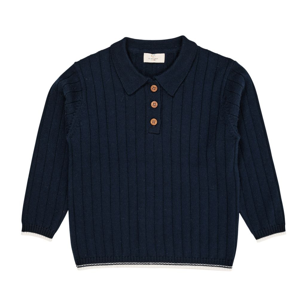 Merino Wool Polos Navy/Cream Combi