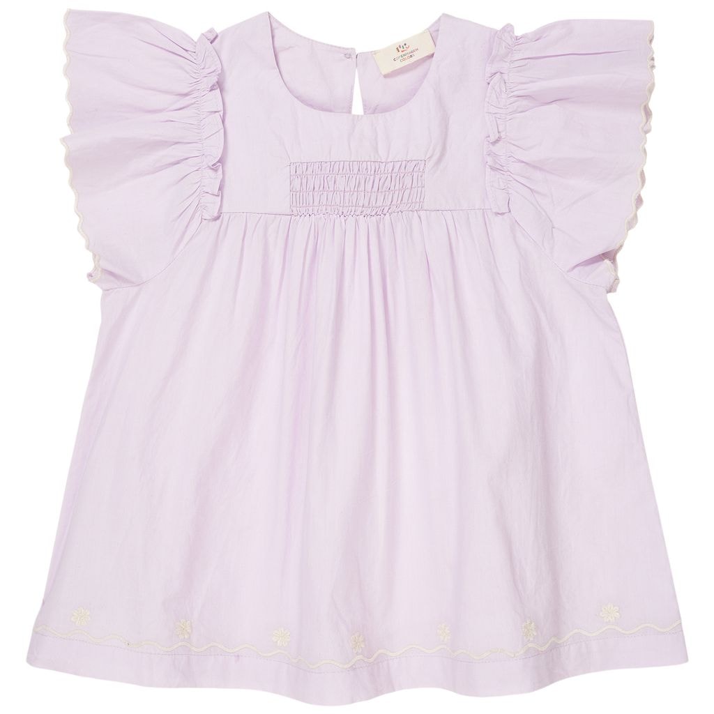 Poplinblus Med Volangärmar Lavender
