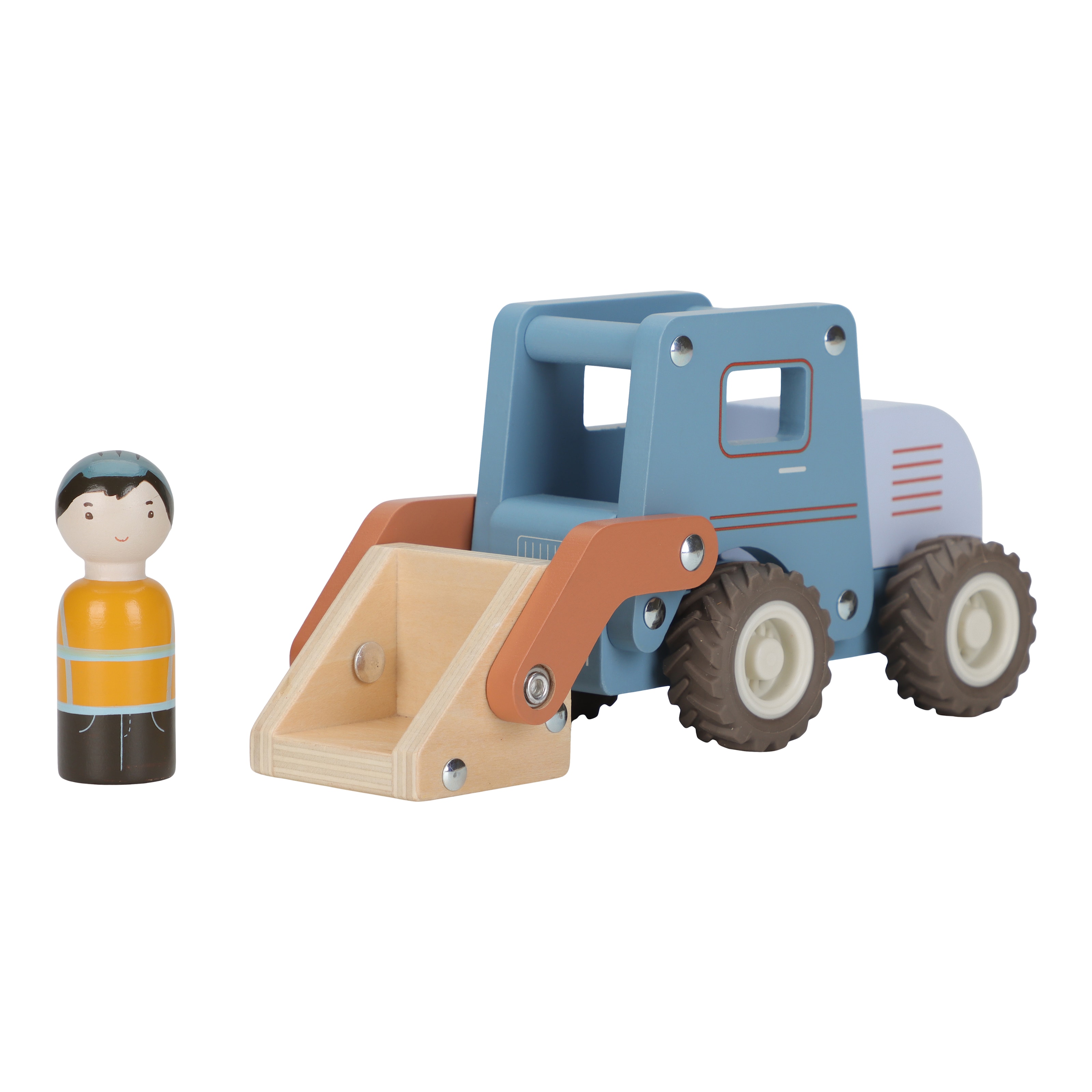 Excavator With Wooden Figure Blue