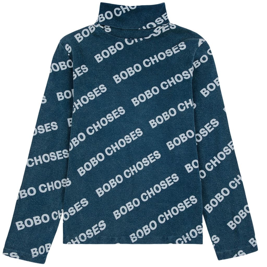 All Over Rib Turtle Neck T-shirt Midnight Blue