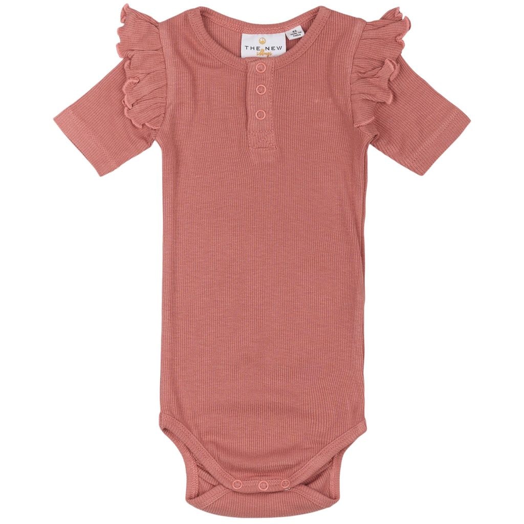 Oriel Ribbed Baby Body Old Rose