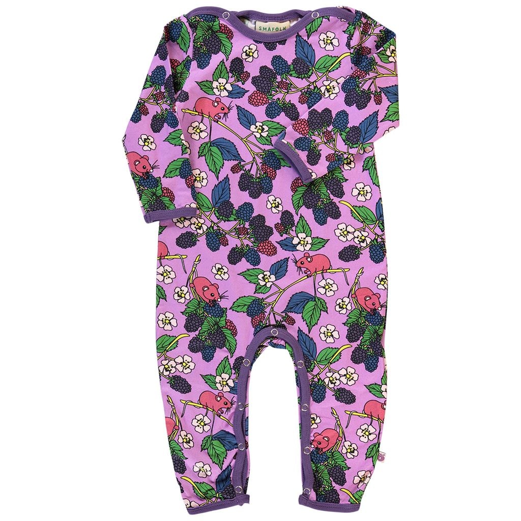 Long-sleeved baby bodysuit with blackberries  Dusty Lavender