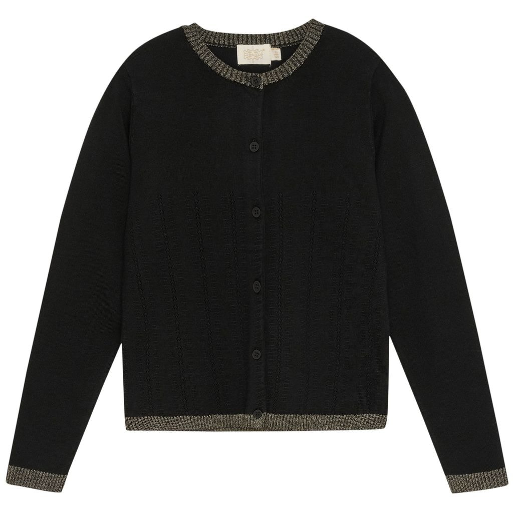 Cardigan Pointelle Black Neuletakki Pointelle Cardigan Black
