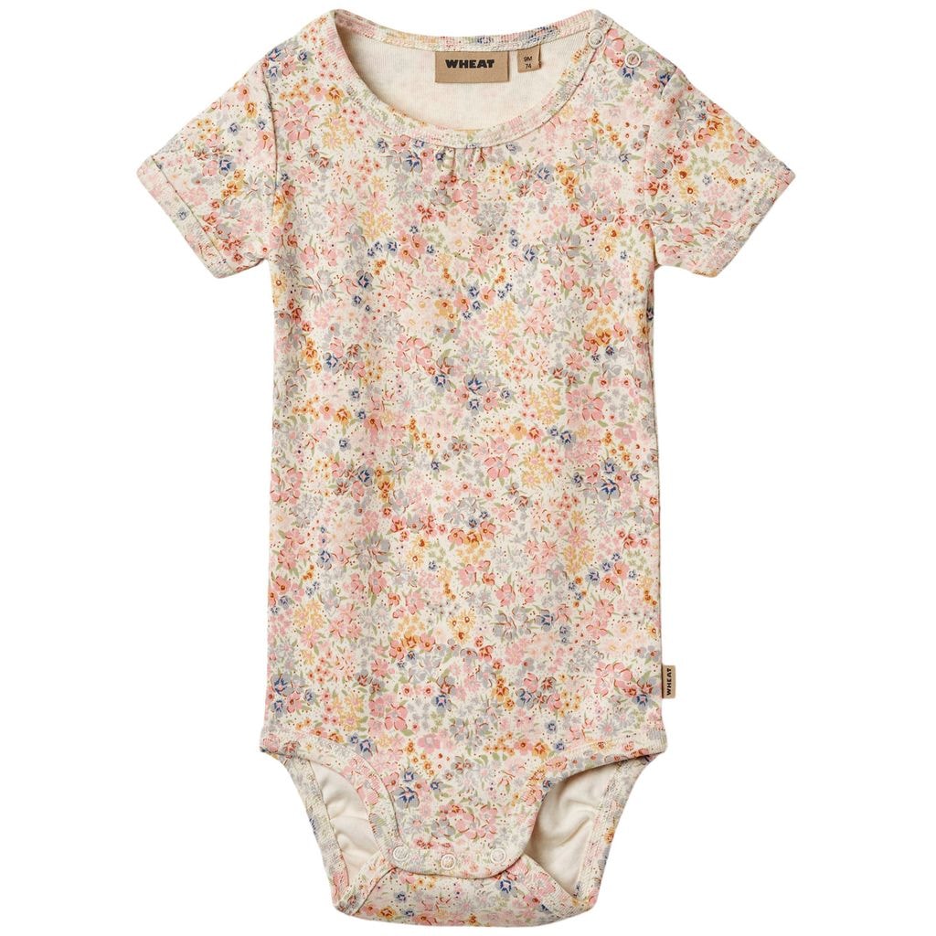Linette Lyhythihainen Vauva Body Bright Flowers