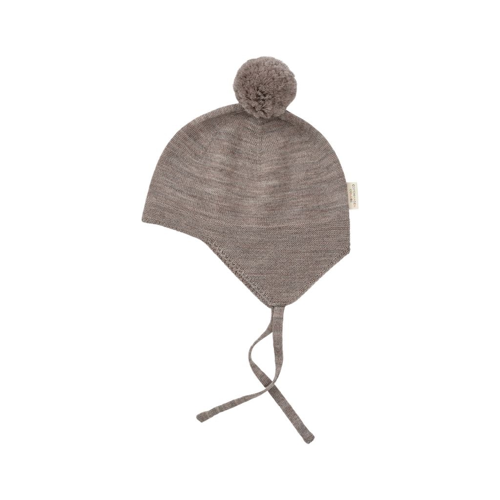 Beanie in Natural Melange with Pompom