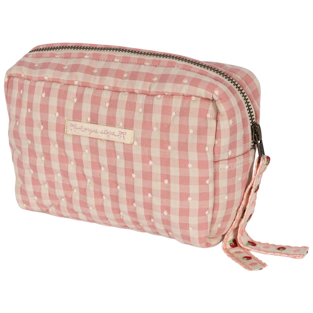 Seersucker Small Toiletry Bag Powder Pink Check
