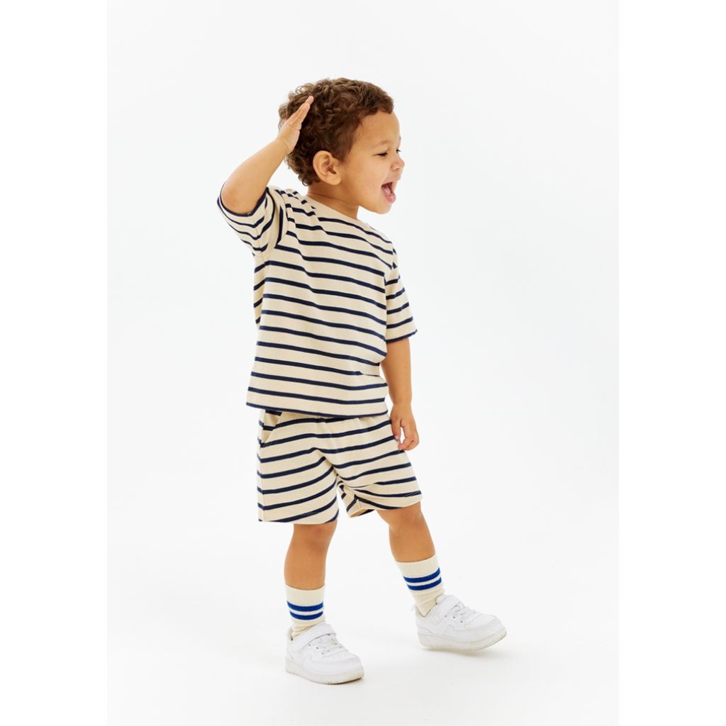 GOTS Nat Uni Shorts Mood Indigo Striped