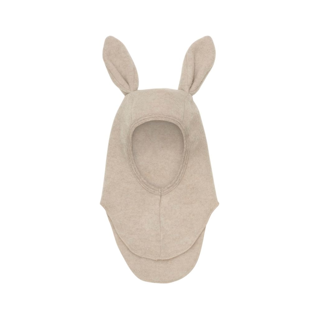 Sturmhaube Ohren Wolle Fleece Camel Melange