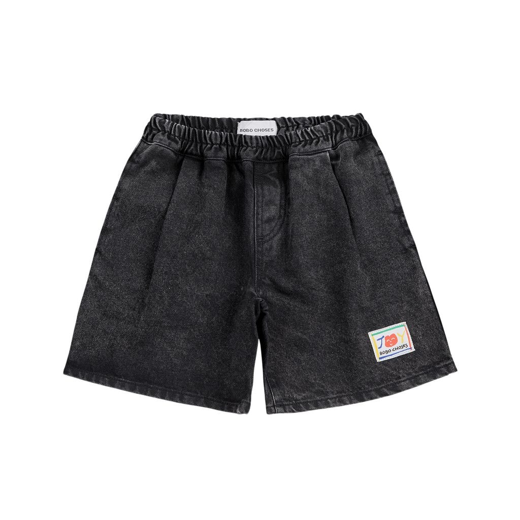 Smiling Black Denim Bermuda-Shorts Dark Grey