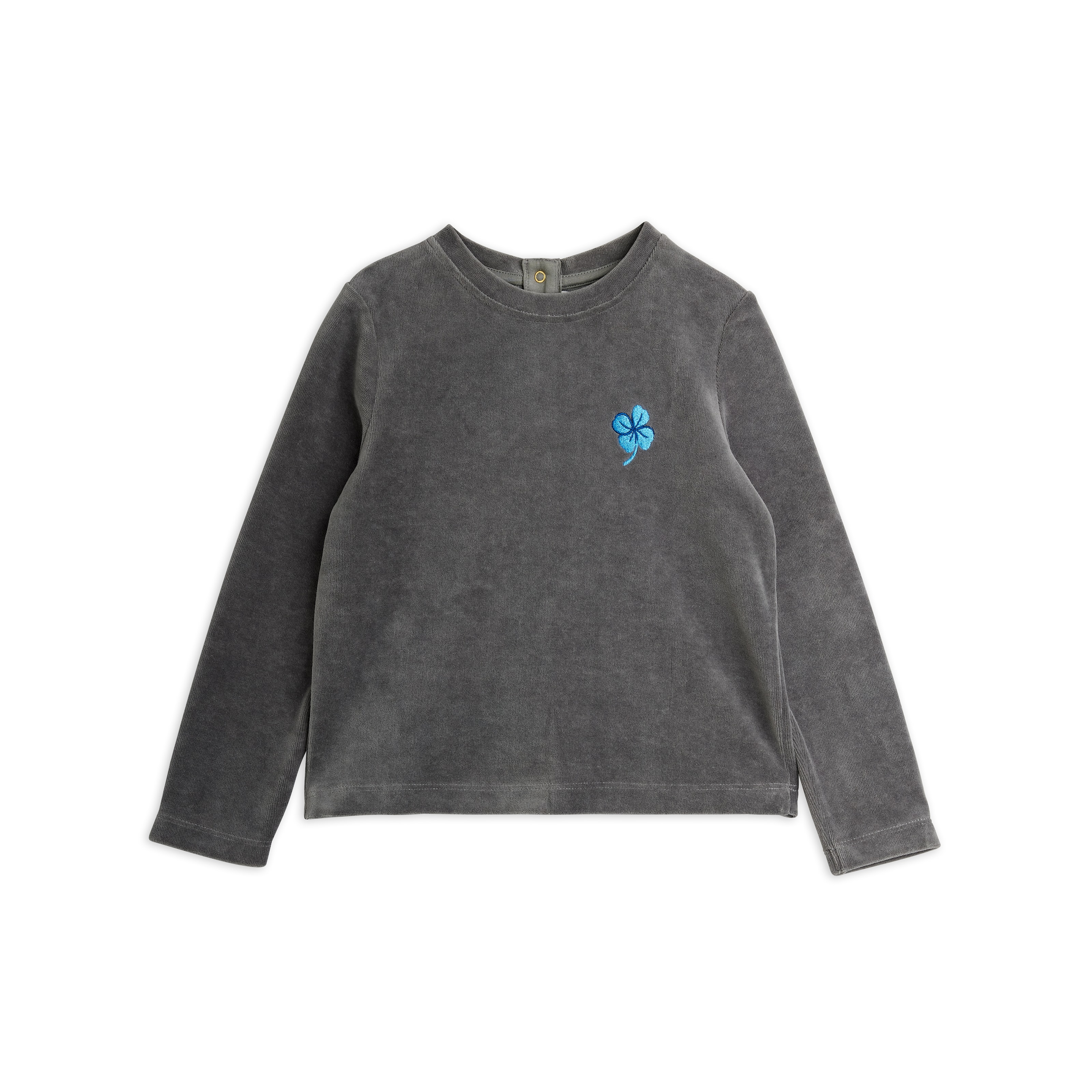 Clover Emb Velour Top Grey