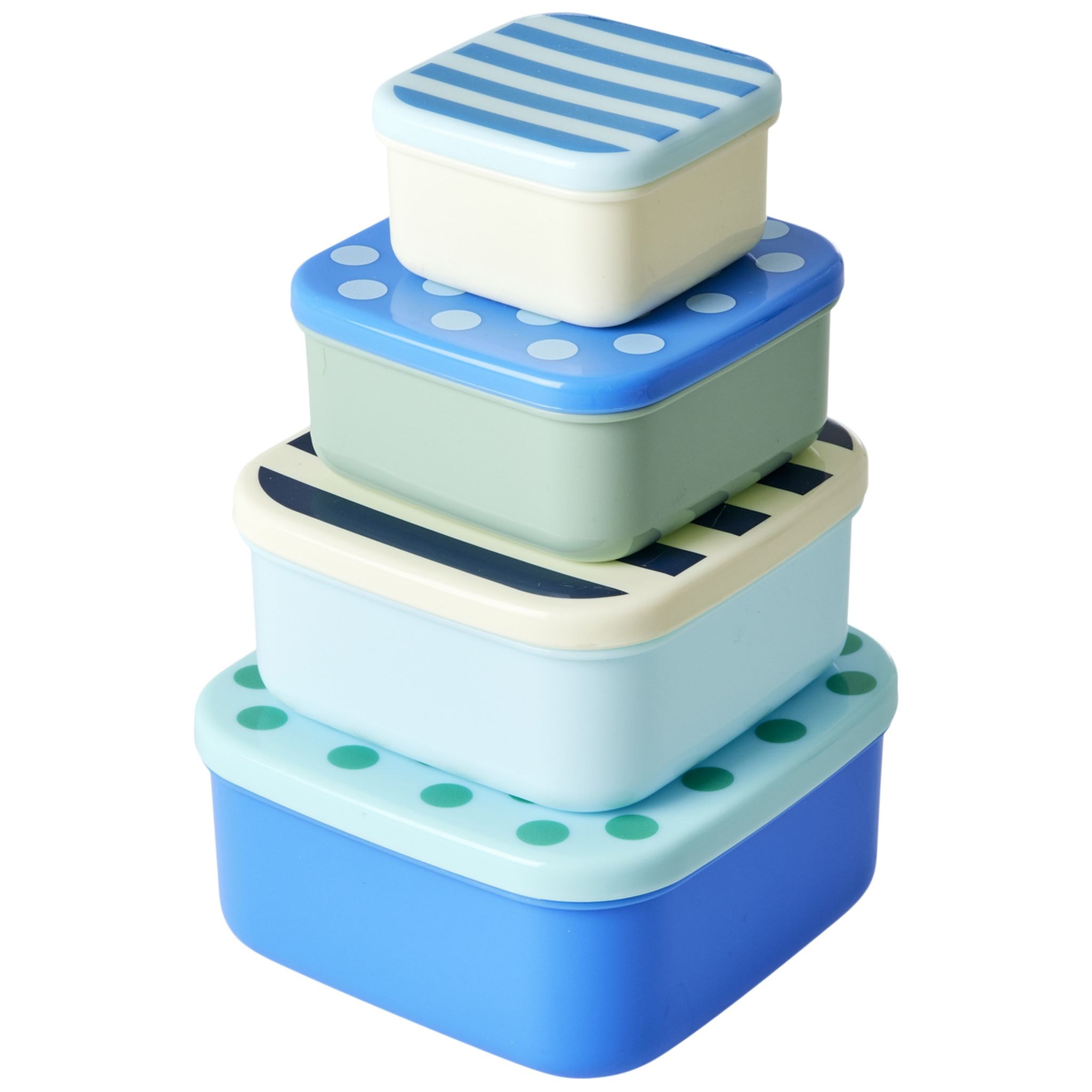 Set Of 4 Madkasser Af Plast Stripes And Dots Print
