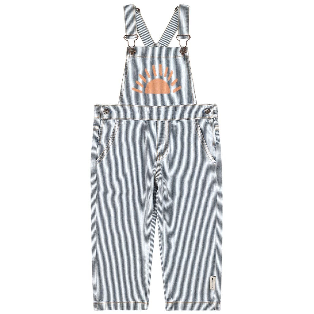 Striped Denim Overalls Blue