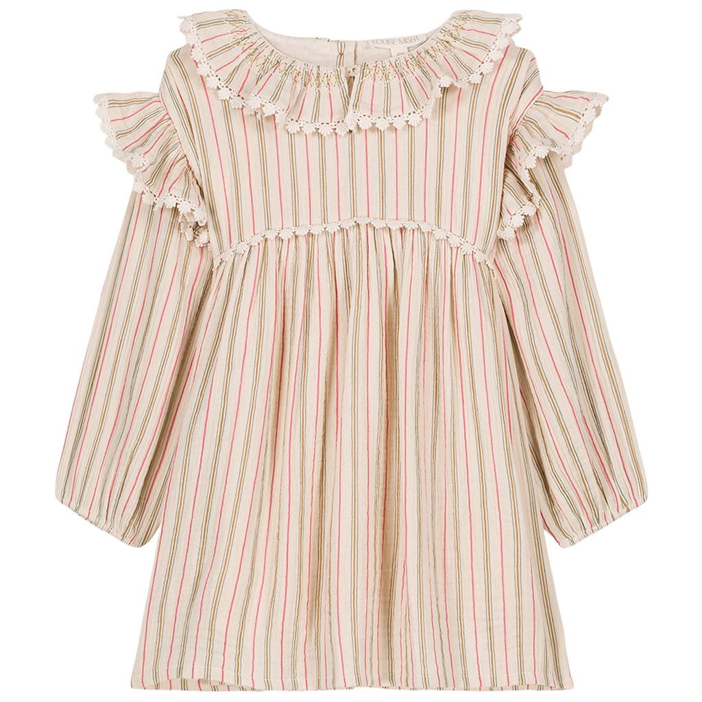 Illi Stribet Baby-kjole Cremefarvet