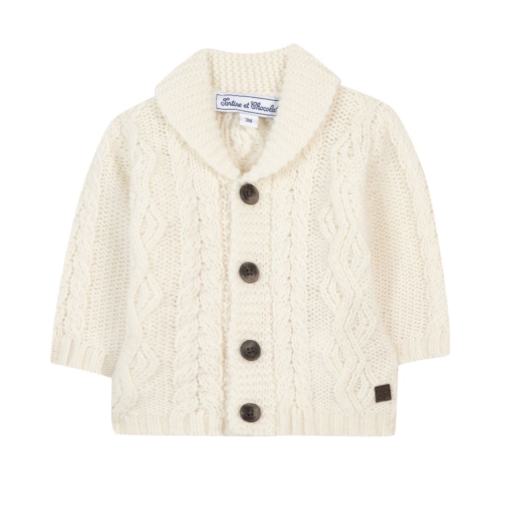 Wool Knit Cardigan Cream