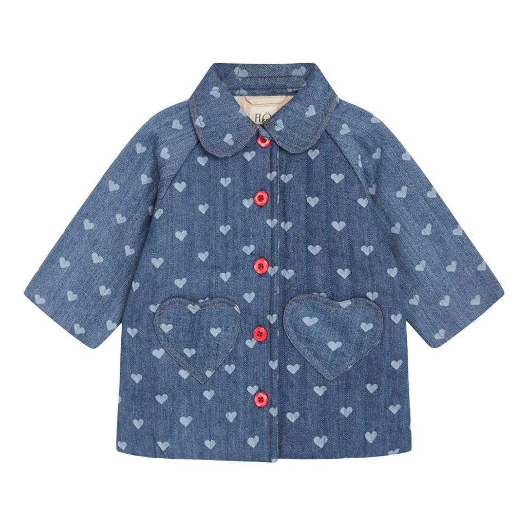Lollo Heart Printed Jacket Denim Blue