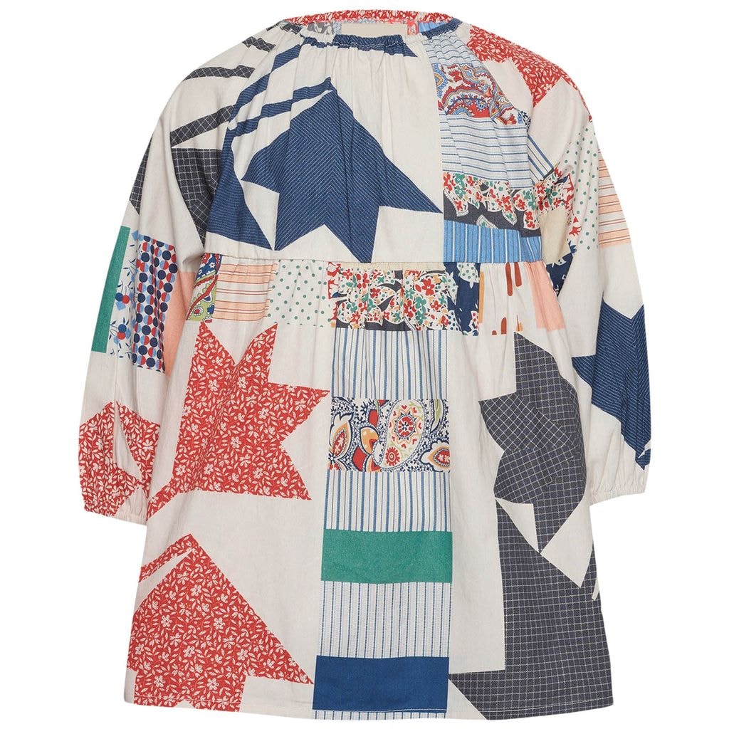 Mirabellis Mini Flower Patchwork Dress in Cream