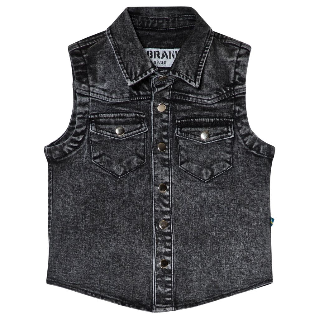 Stone Wash Cut Off Denim Liivi Harmaa