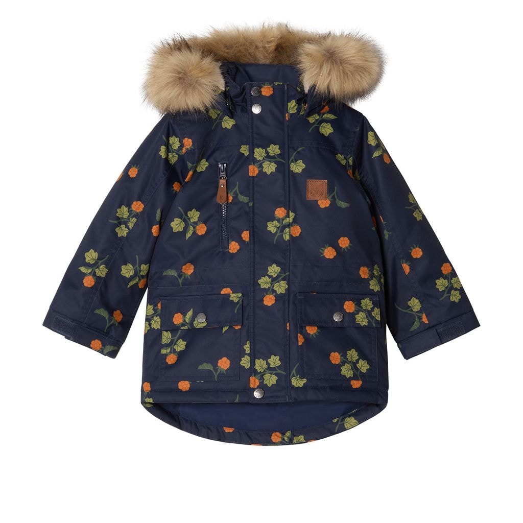 Val Thorens Printed Parka With Cloudberries Navy
