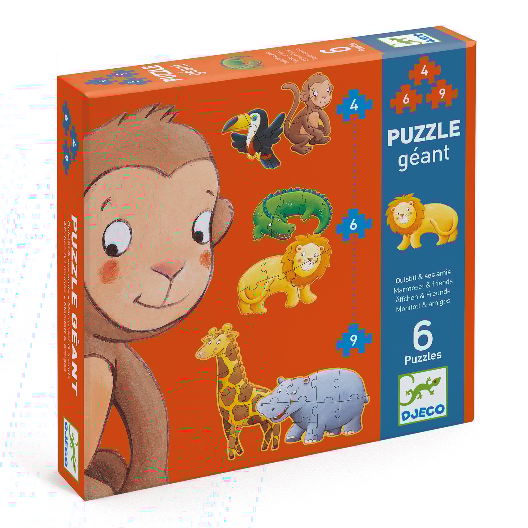 Marmoset & Friends 6 Animal-Shaped Puzzles 4, 6, 9 Pcs 