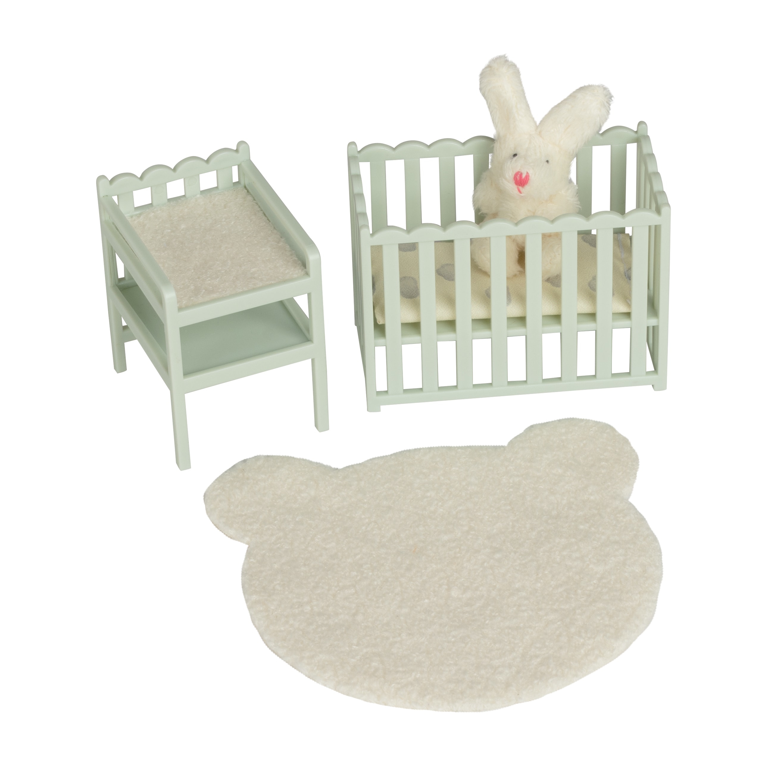 Crib & Changing Table Green White