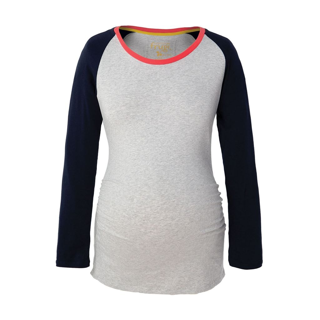 Grey and Navy Contrast Raglan Tee