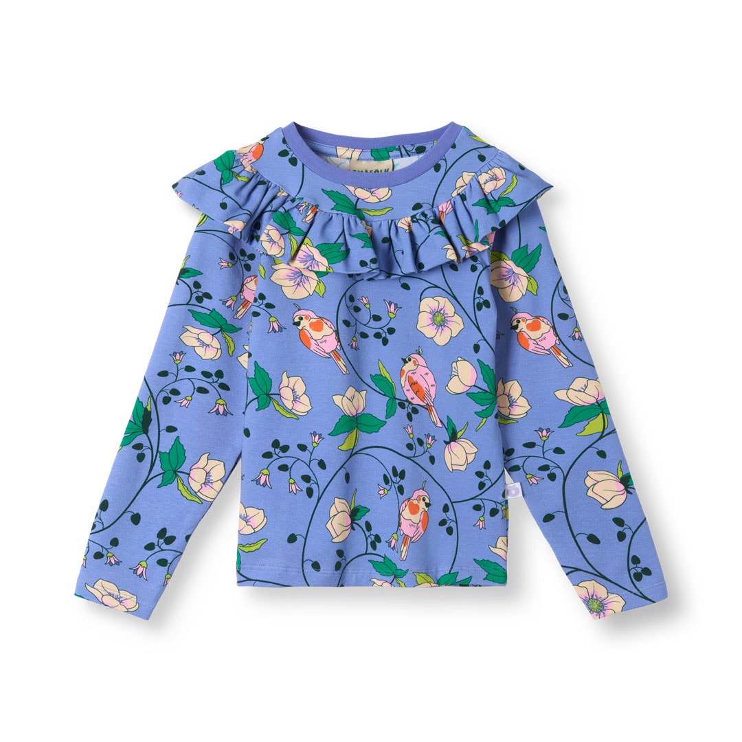 Pinova Long-Sleeved Top With Birds And Flowers Purple delight