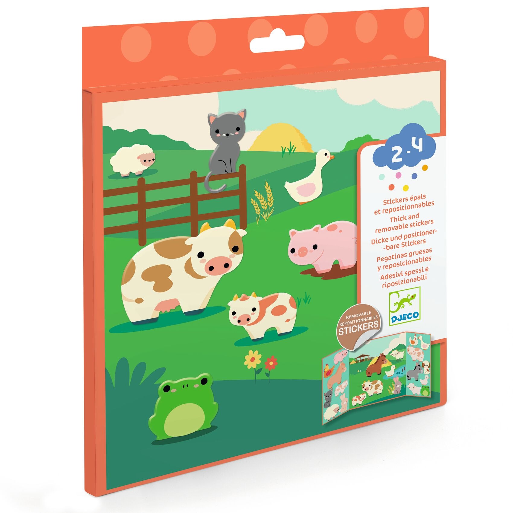 Gjenbrukbare Klistremerker Med Sammenleggbar Bakgrunn Farm Animals