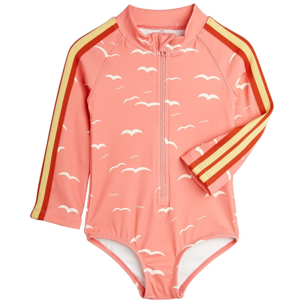 Seagull Aop Long-Sleeved Swimsuit Pink