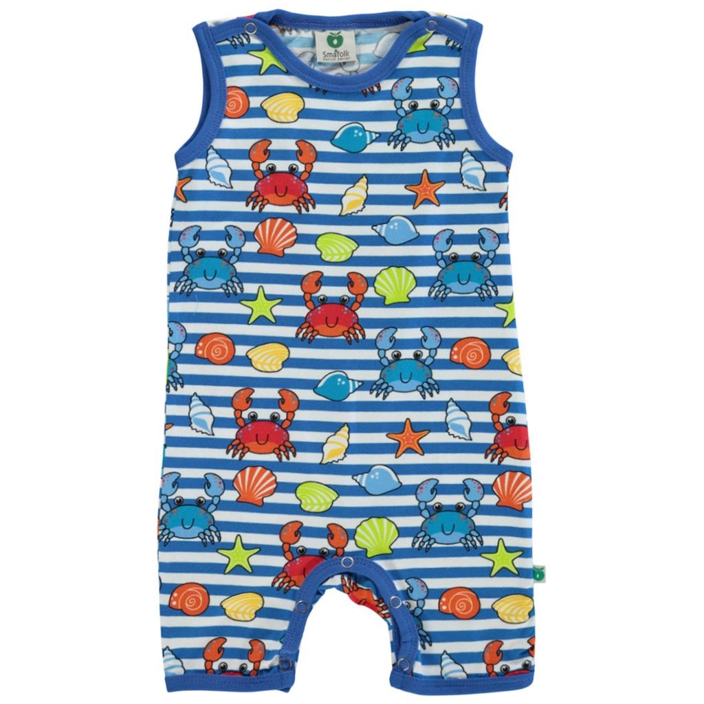 Mønstret Romper Med Krabber Brilliant Blue