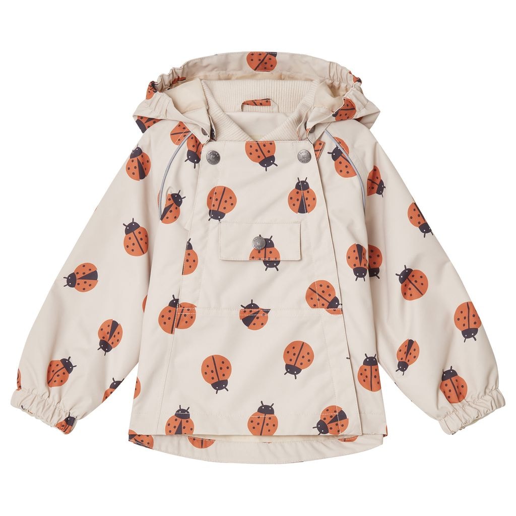 Como Printed Shell Jacket With Ladybugs Cream