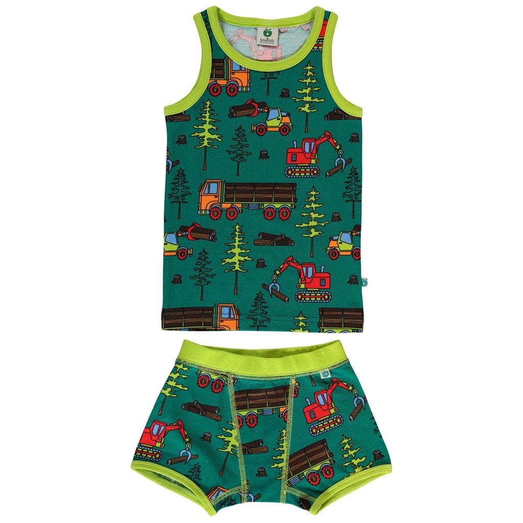 Underwear set with machines  Petroleum Green